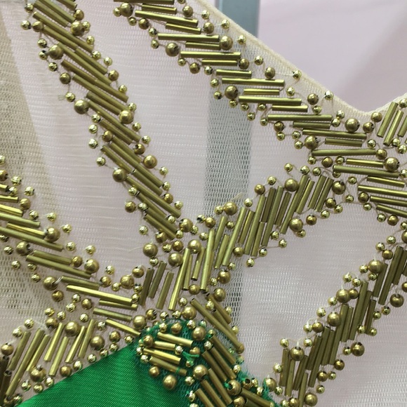 NWT GREEN AND GOLD DRESS - Picture 2 of 5